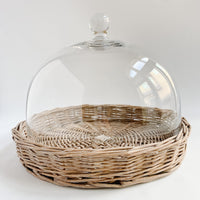 Glass Cloches with Wicker Trays