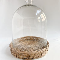 Glass Cloches with Wicker Trays