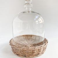 Glass Cloches with Wicker Trays