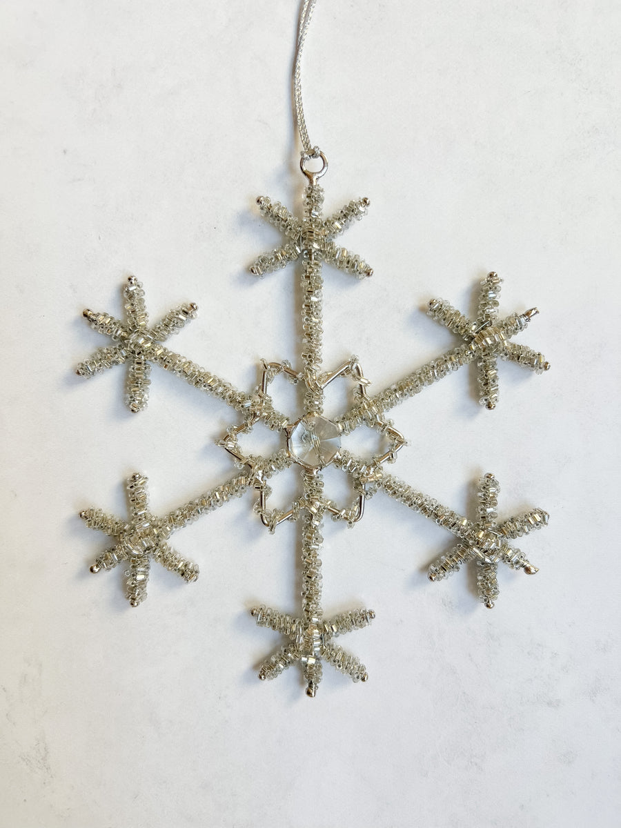 Beaded Snowflake Ornaments (Set of 3)